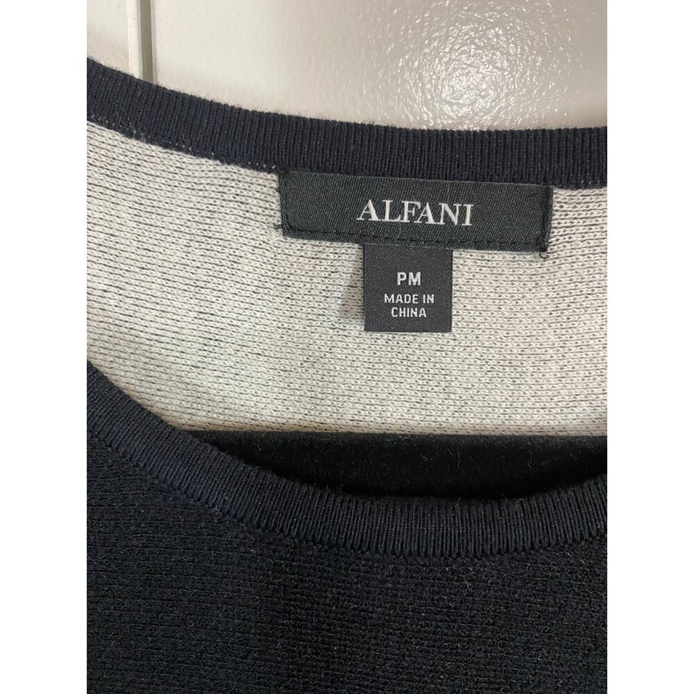 Alfani 3/4 Sleeve Black & White Pineapple Knit Cotton Blend Sweater SZ PM - Picture 4 of 7